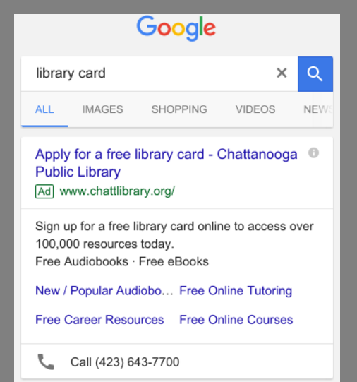 “Apply for a library card” – geo-optimized