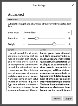 The Clara HD's font weight controls allow making any font a bold version of itself.