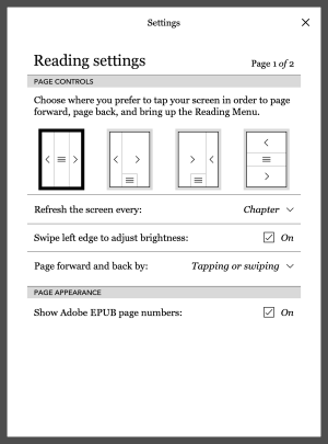Customizing the Kobo tap zone, and other setup options.