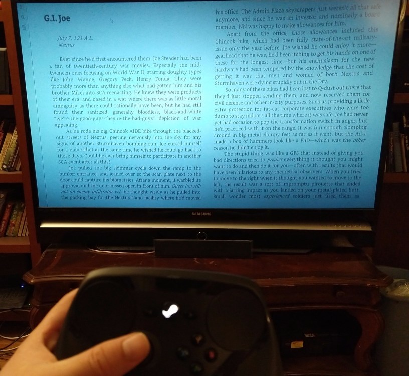 Reading a Kindle ebook on TV via Steam Link