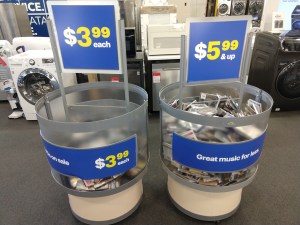 The sole remnant of Best Buy's once-expansive music section.